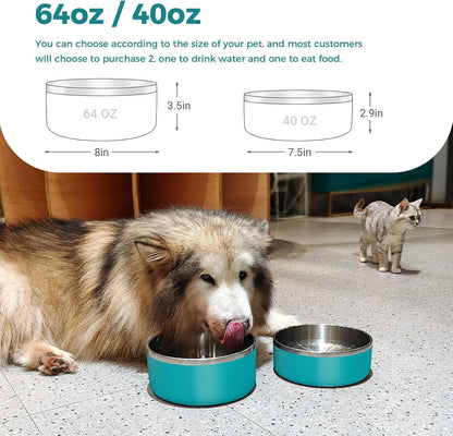 Dog Bowl, Stainless Steel Dog Food and Water Bowl with Non Slip Quiet Bottom, Easy to Clean