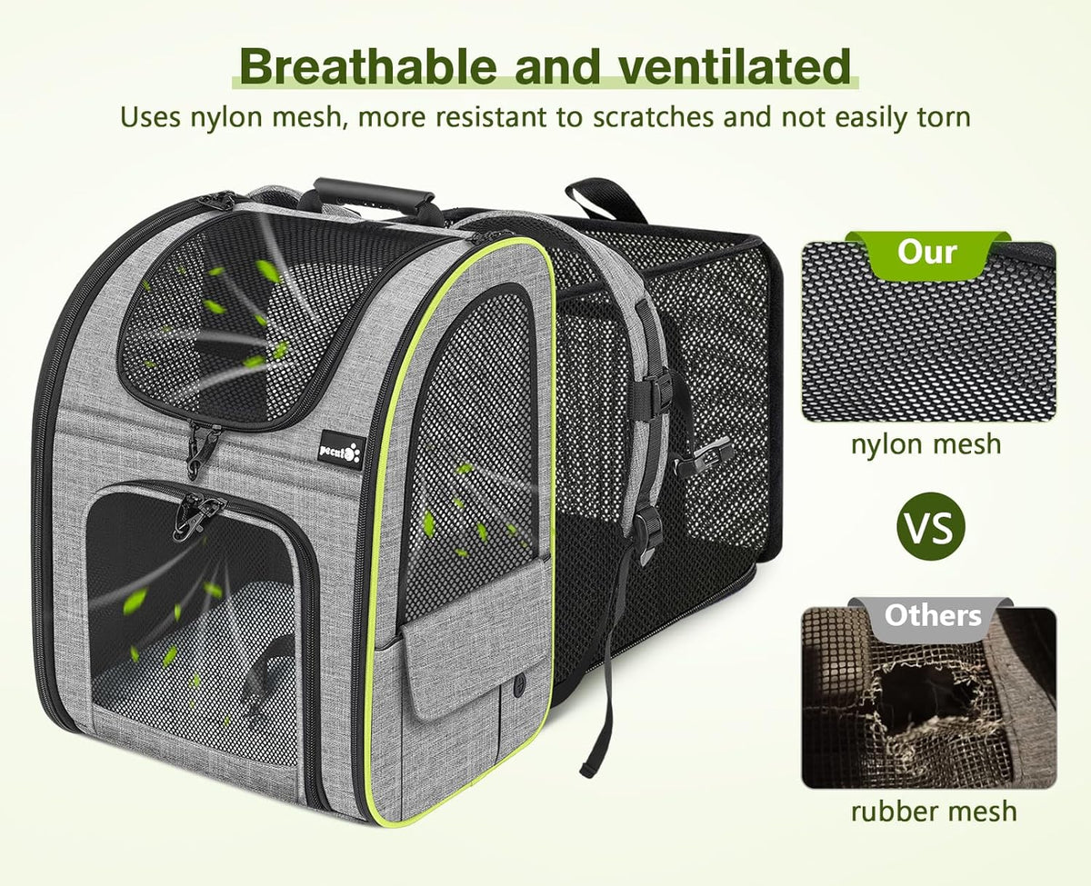Pecute Cat Carrier Backpacks, Expandable Cat Backpack with Shade Cover, Breathable Mesh, Pet
