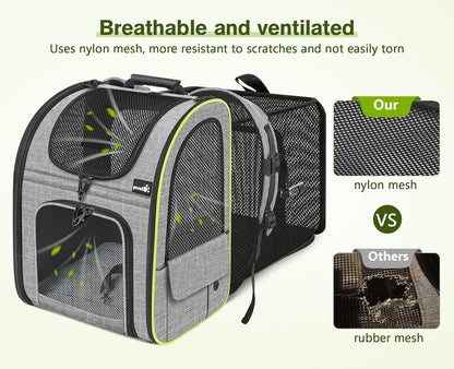 Pecute Cat Carrier Backpacks, Expandable Cat Backpack with Shade Cover, Breathable Mesh, Pet