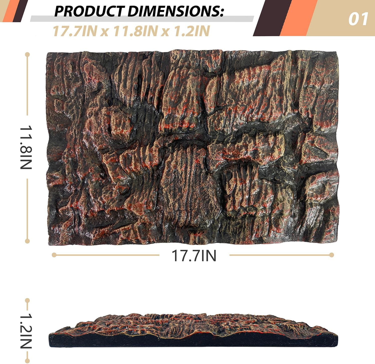 17.7x11.8in Rock Terrarium Background,3D Reptile Tank Background Board,Amphibian Stereo Backdrop