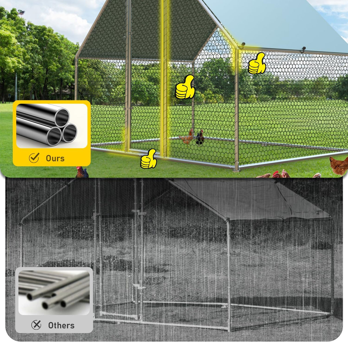 1.26’’ Large Metal Chicken Coop Walk in, Chicken Pen for Chickens, Outdoor Chicken Runs Coops Dog