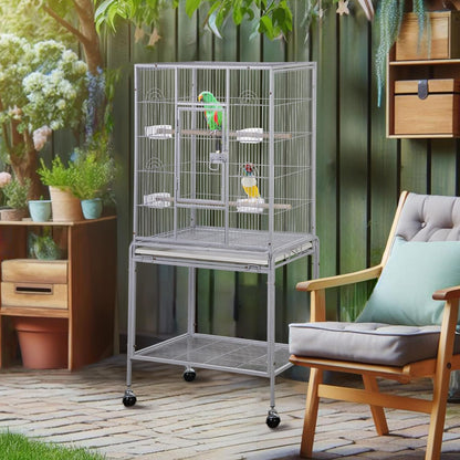 ZENY 53-Inch Bird Flight Cage, Wrought Iron Standing Large with Rolling Stand for Cockatiels Pet