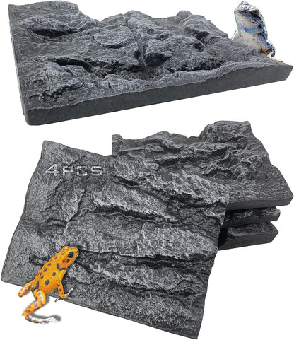 4pcs Rock Terrarium Background,3D Reptile Tank Background Board,Amphibian Stereo Backdrop