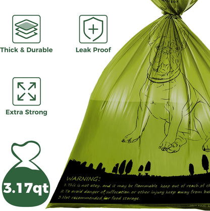Biodegradable Dog Poop Bags Rolls 360 Count Scented, Leak Proof and Extra Thick Waste Bag Refill