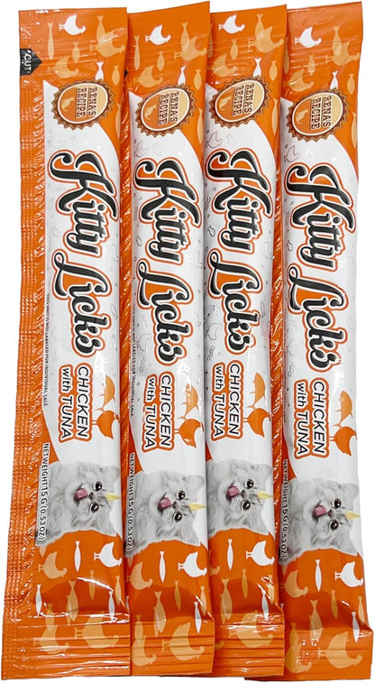 Rena's Recipe Kitty Licks Chicken Barrel (60 Tubes) 3 flavorsX 20 Tubes Cream Lickable Cat Treats 3