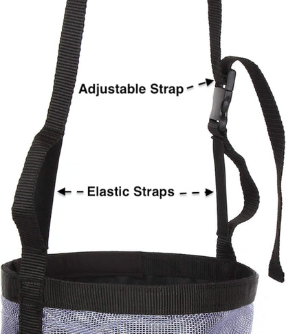 Majestic Ally Horse Feed Bag, Heavy Duty Nylon Mesh Grain Feed Bag, Adjustable Strap with Durable