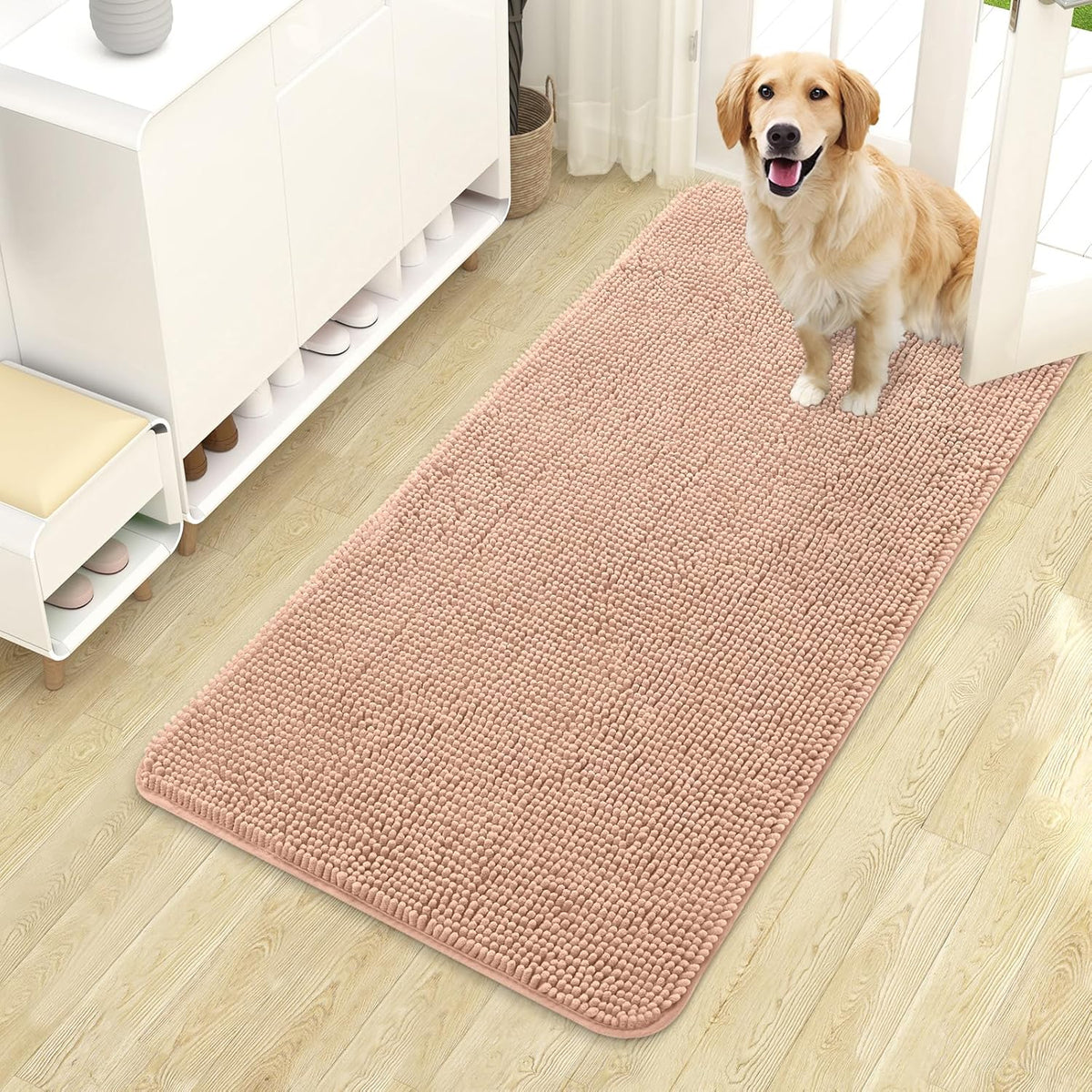 OLANLY Dog Door Mat for Muddy Paws 44x24, Absorbs Moisture and Dirt, Absorbent Non-Slip Washable