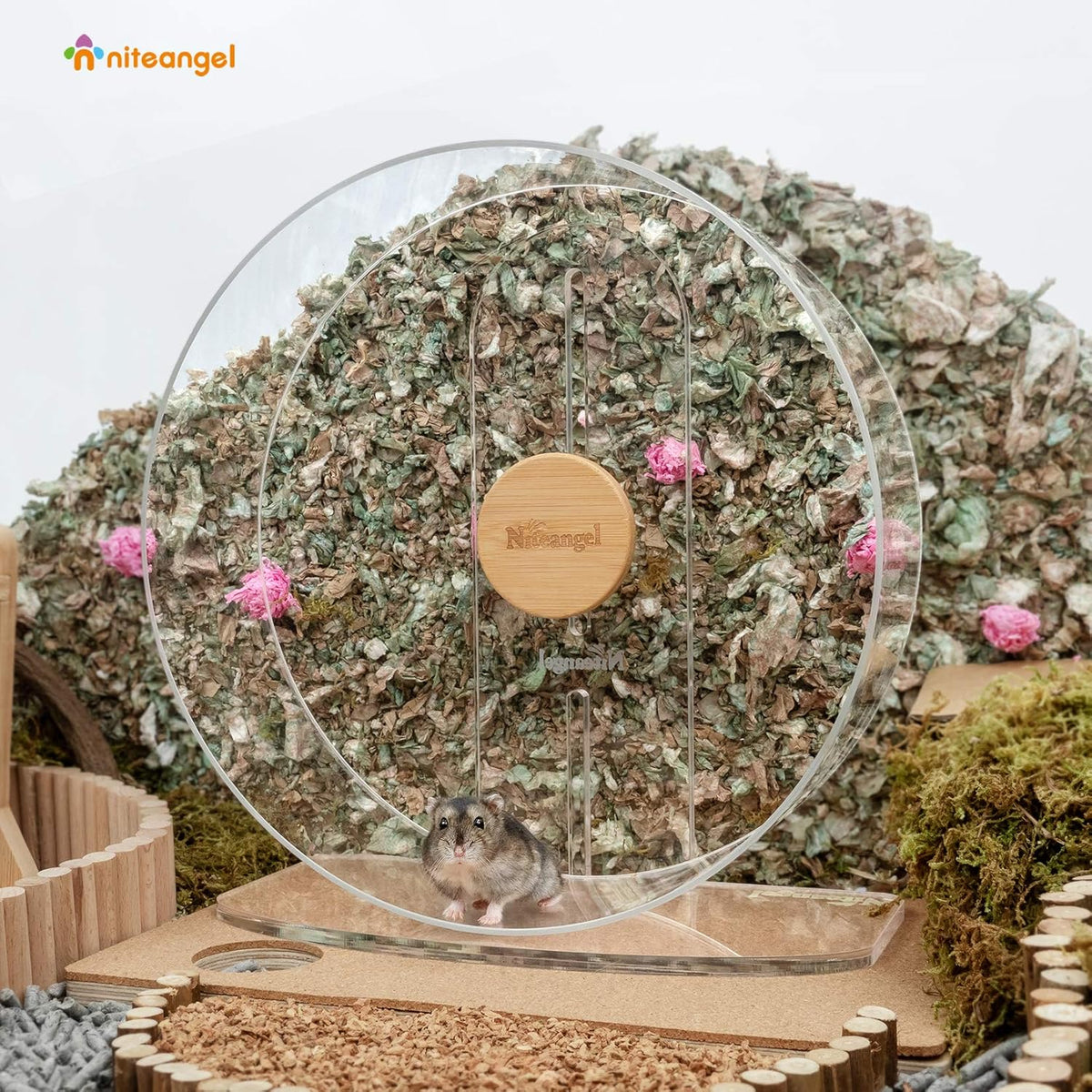 Niteangel Silent Hamster Exercise Wheel - Dual-Bearing Quiet Spinning Acrylic Hamster Running Wheel