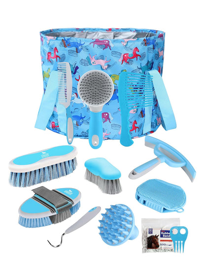 Harrison Howard Horse Grooming Kit 11-Piece Equine Care Series Horse Brush Sets with Organizer Tote