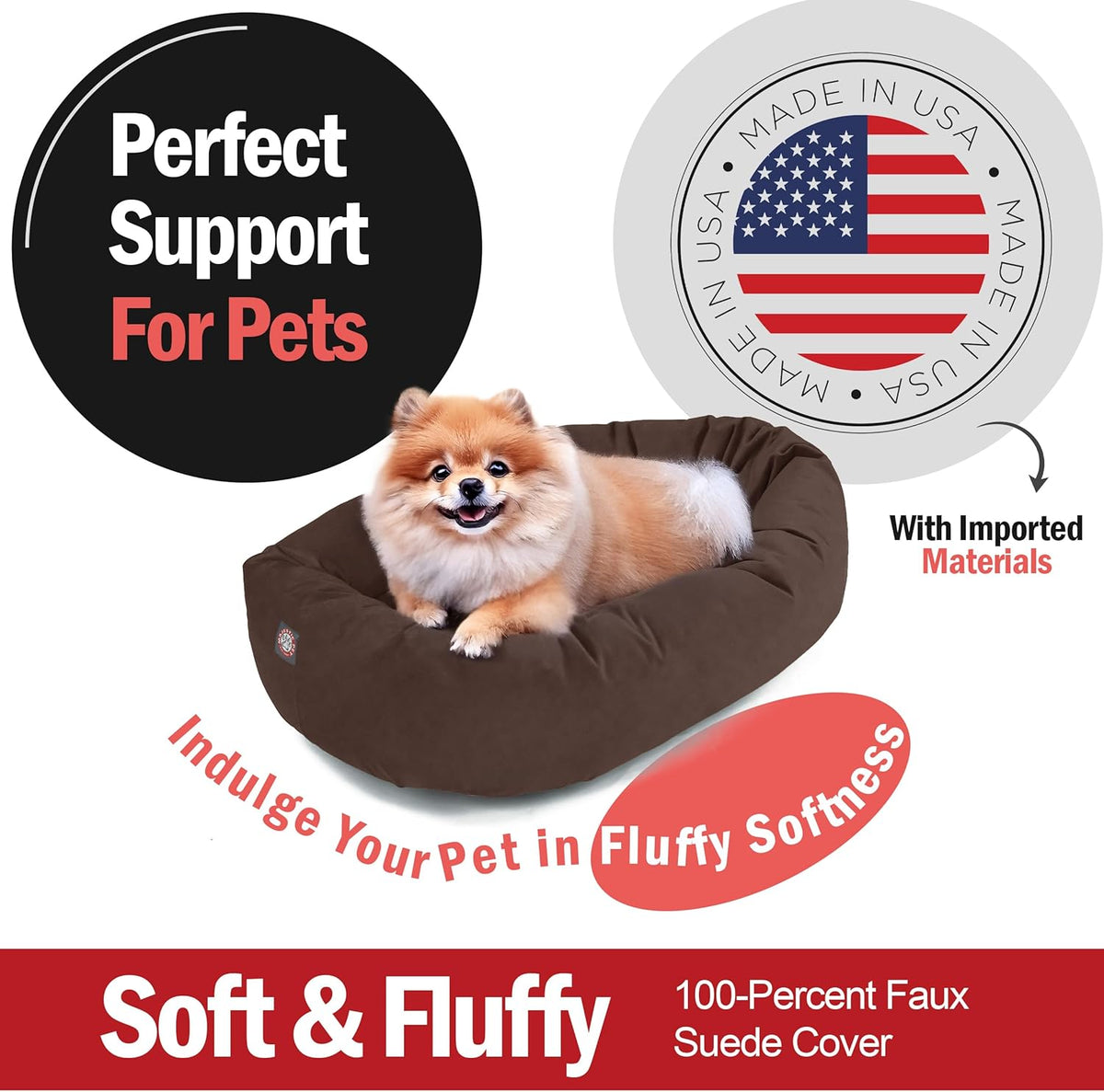 Majestic Pet 24 Inch Suede Shredded Memory Foam Mix Calming Small Dog Bed Washable 24 x 19 x 7