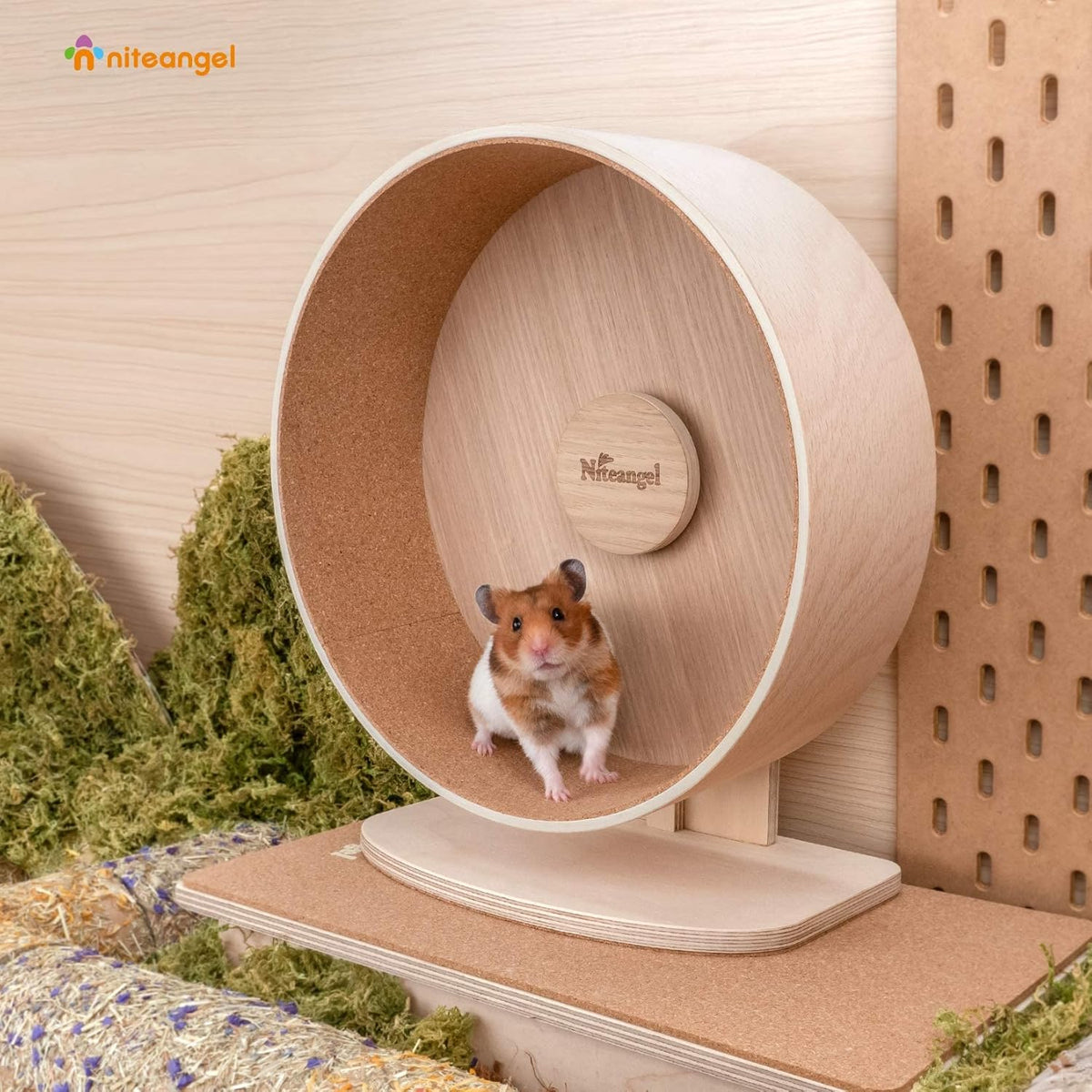 Niteangel Wooden Hamster Exercise Wheel: - Silent Hamster Running Wheel for Hamsters Gerbil Mice
