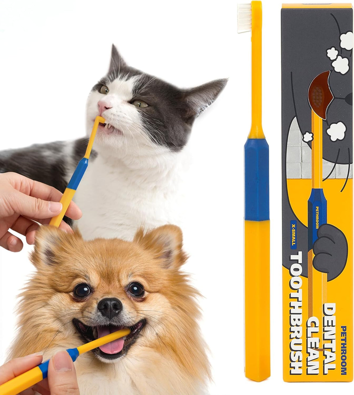 PETHROOM] Pet Toothbrush - Cats, Kitten, Small Dog Dental Care, Removing Teeth Tartar | Soft