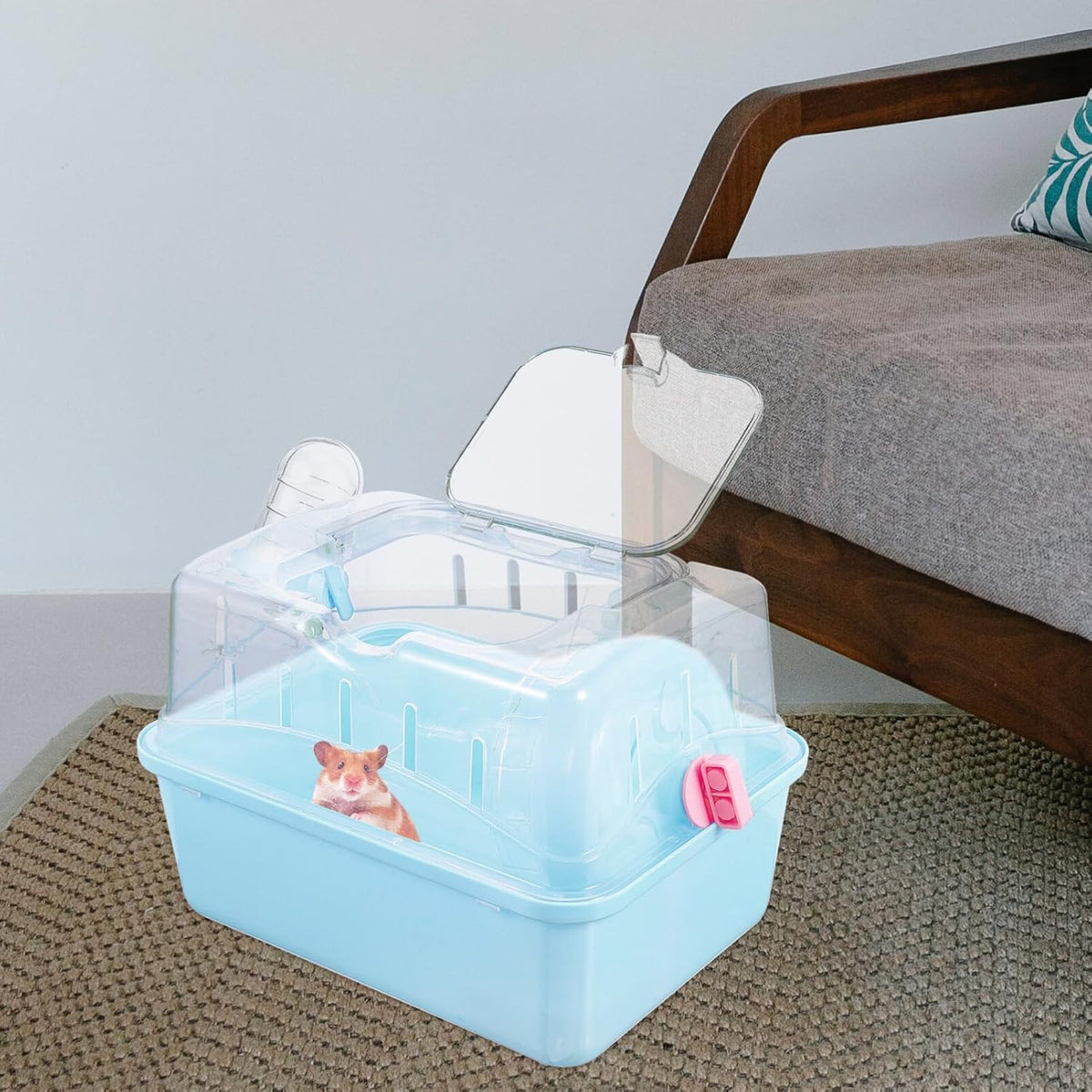 Hamster Cage - Small Pet Carrying Container, Clear Stand, Outdoor Travel House, Fully Transparent