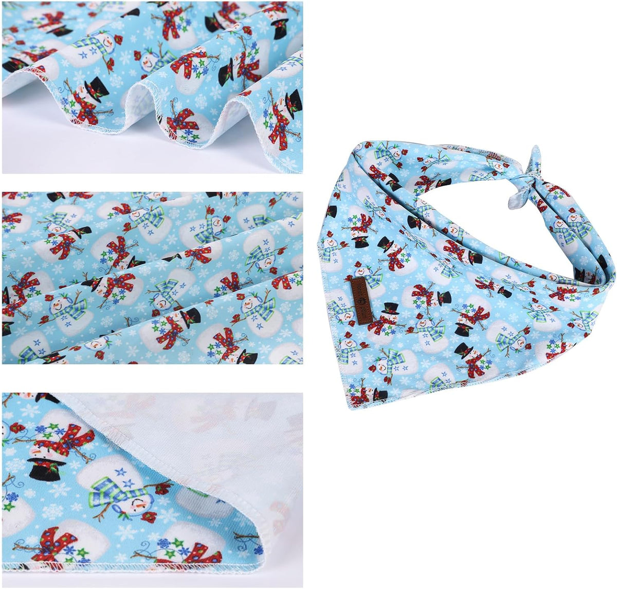 Lionet Paws Christmas Dog Bandana,Fabric Snowman Blue Dogs Kerchief for Small Medium Dogs,Dog