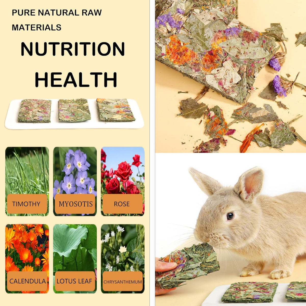 Rabbit Toys 20 Pack Bunny Toy Bunny Chew Toy Guinea Pig Treats Timothy Hay Toys Chips with Herbal