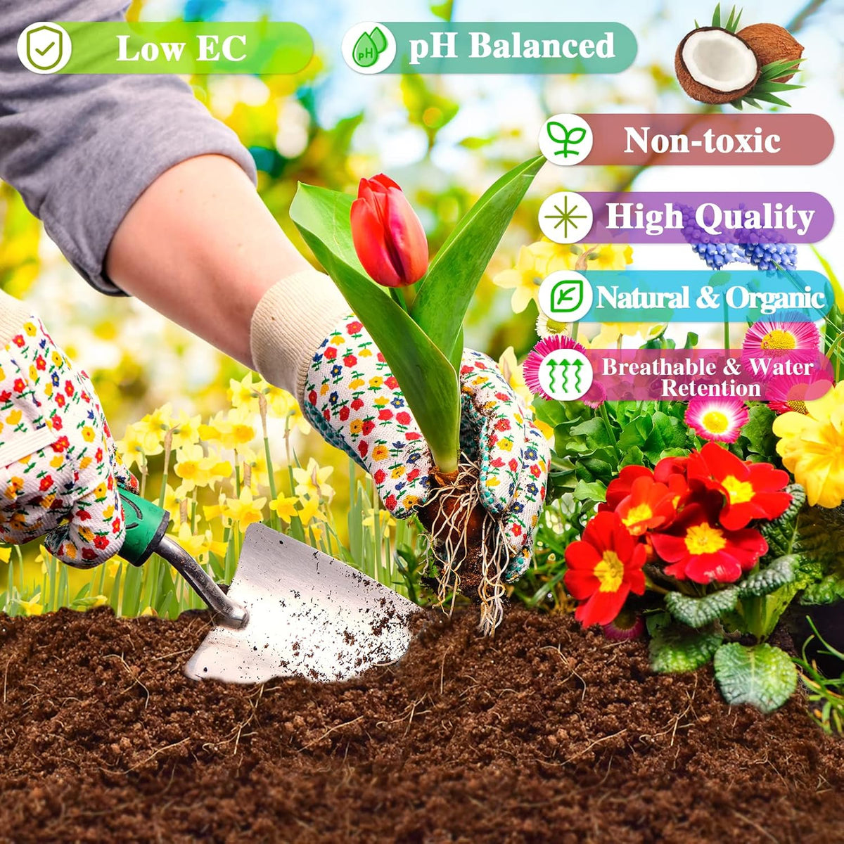 ZeeDix Compressed Coco Coir Brick for Plants, Premium Coconut Coir Bricks Potting Soil Mix, Natural
