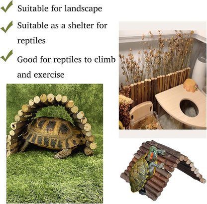 Hamiledyi 11.8 x 6.7 Inches Wooden Reptile Hideout Bearded Dragon Bendy Bridge Climbing Ladder