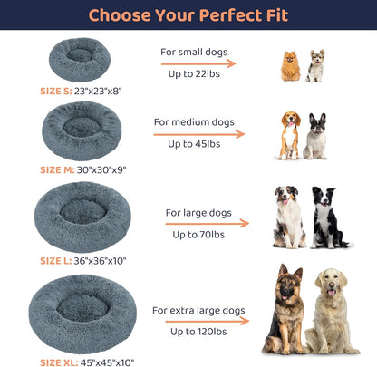 Donut Dog Bed - Premium Comfort for Anxiety Relief - Fluffy & Calming Design with Ultra-Plush