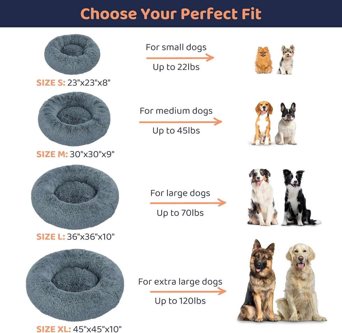 Donut Dog Bed - Premium Comfort for Anxiety Relief - Fluffy & Calming Design with Ultra-Plush
