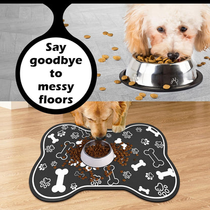 Dog Cat Food Mat,Rapid AbsorbentPet Feeding Mat, Bone Shaped Dog Placemat Water Bowl Mat with