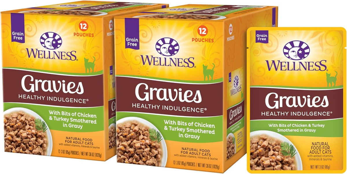 Wellness Healthly Indulgence Gravy Adult Wet Cat Food, Natural, Protein-Rich, Grain Free, 3 Ounce