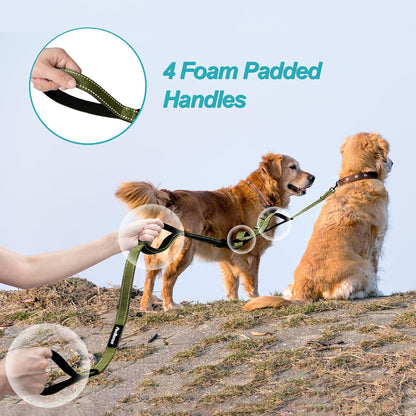 PetBonus Double Dog Leash, No Tangle Dual Leash, Reflective Walking Training Lead, 4 Comfortable