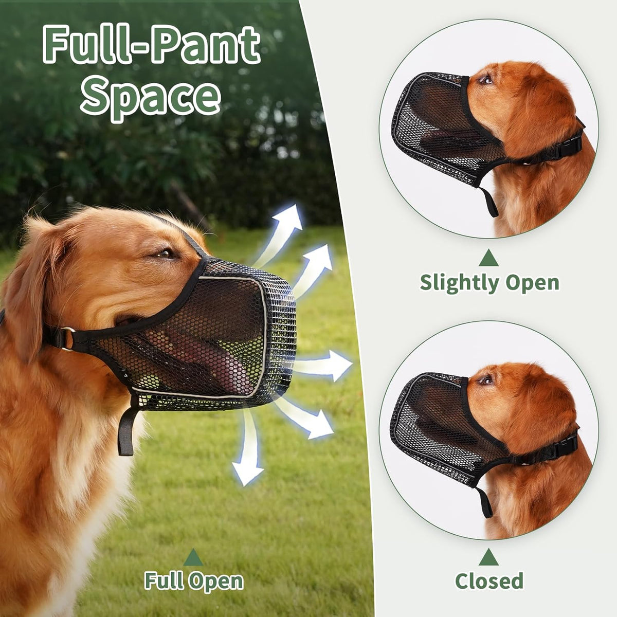 Mayerzon Dog Muzzle, Patented Mesh Muzzle with Panting Room for Large Medium Small Sized Dogs, Soft