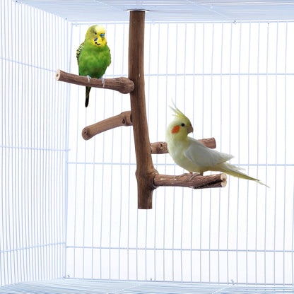 Bird Perch Stand Toy, Natural Grapevine Wood Parrot Perch Bird Cage Branch Accessories for