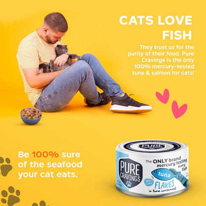 Tuna Flakes in Tuna Consommé, Canned Wet Cat Food Soup, 100% Mercury-Tested, Moist Can Fish