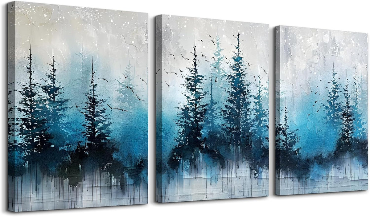 TTHYUEWS Boho Wall Art For Living Room Canvas Wall Decor For Bedroom Forest Landscape Wall Pictures