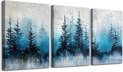 TTHYUEWS Boho Wall Art For Living Room Canvas Wall Decor For Bedroom Forest Landscape Wall Pictures