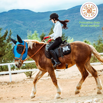 Horse Fly Mask with Ears, Comfortable Fit Stretch Fabric with UV Protection Soft on Skin