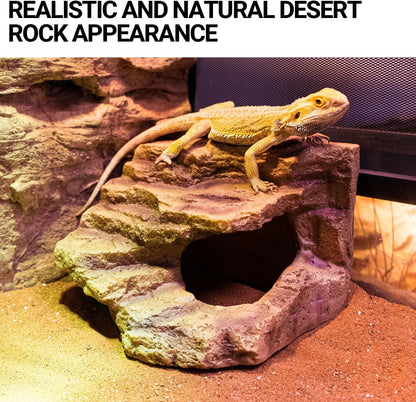 Resin Reptile Hideout Cave Reptile Habitat Tank Decor Terrarium Accessories for Bearded Dragon
