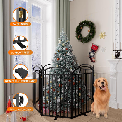 8 Panles Full Matel Freestanding Dog Gates with Door, 192"Extra Wide 36"Tall Free Standing Dog Pet