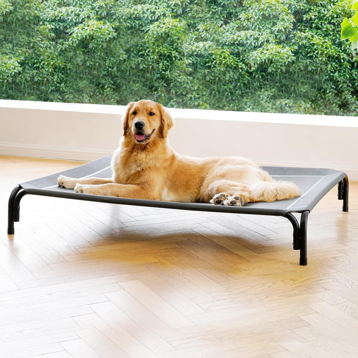 Elevated Dog Bed Raised Outdoor Dog Cot for Large Dogs, Installation Requires No Tools, Frame with
