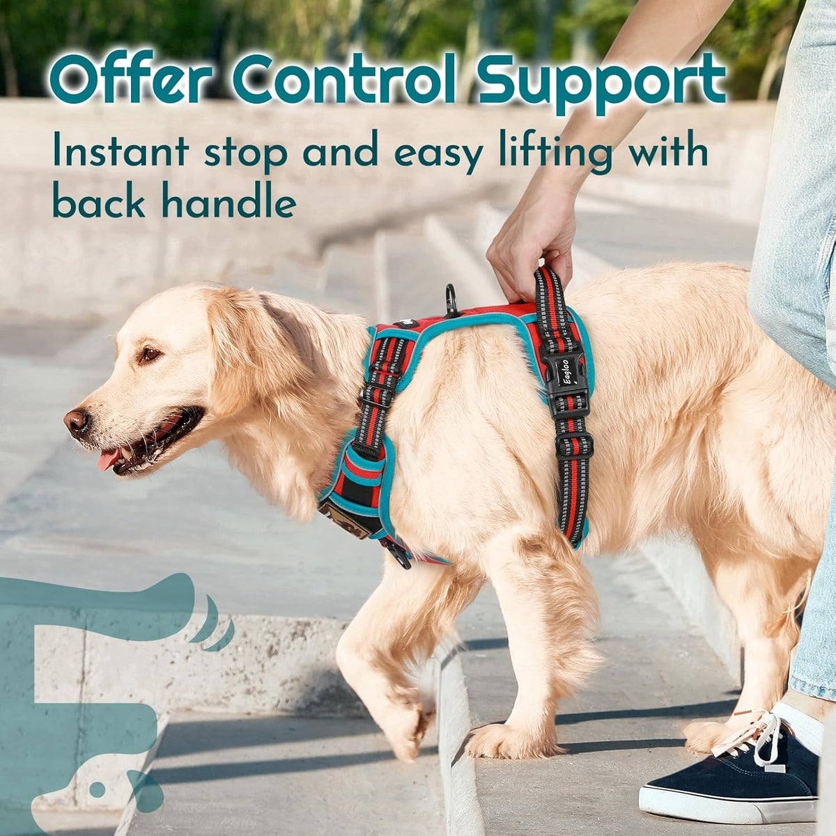 Eagloo Dog Harness for Large Dogs, Easy Wearing with 3 Buckles, Adjustable No Pull Pet Harness with