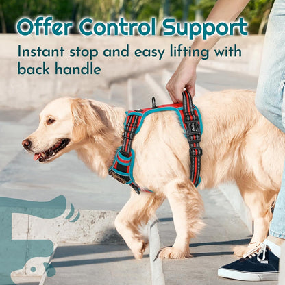 Eagloo Dog Harness Small Sized, Easy Wearing with 3 Buckles, Adjustable No Pull Pet Harness with 2