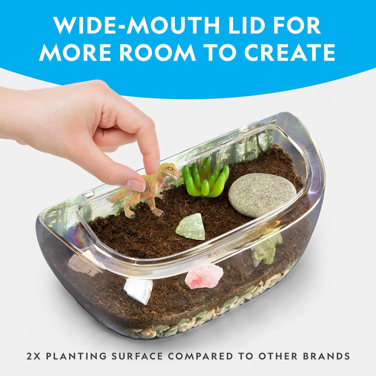 NATIONAL GEOGRAPHIC Light Up Terrarium Kit for Kids - Build a Dinosaur Habitat with Real Plants &