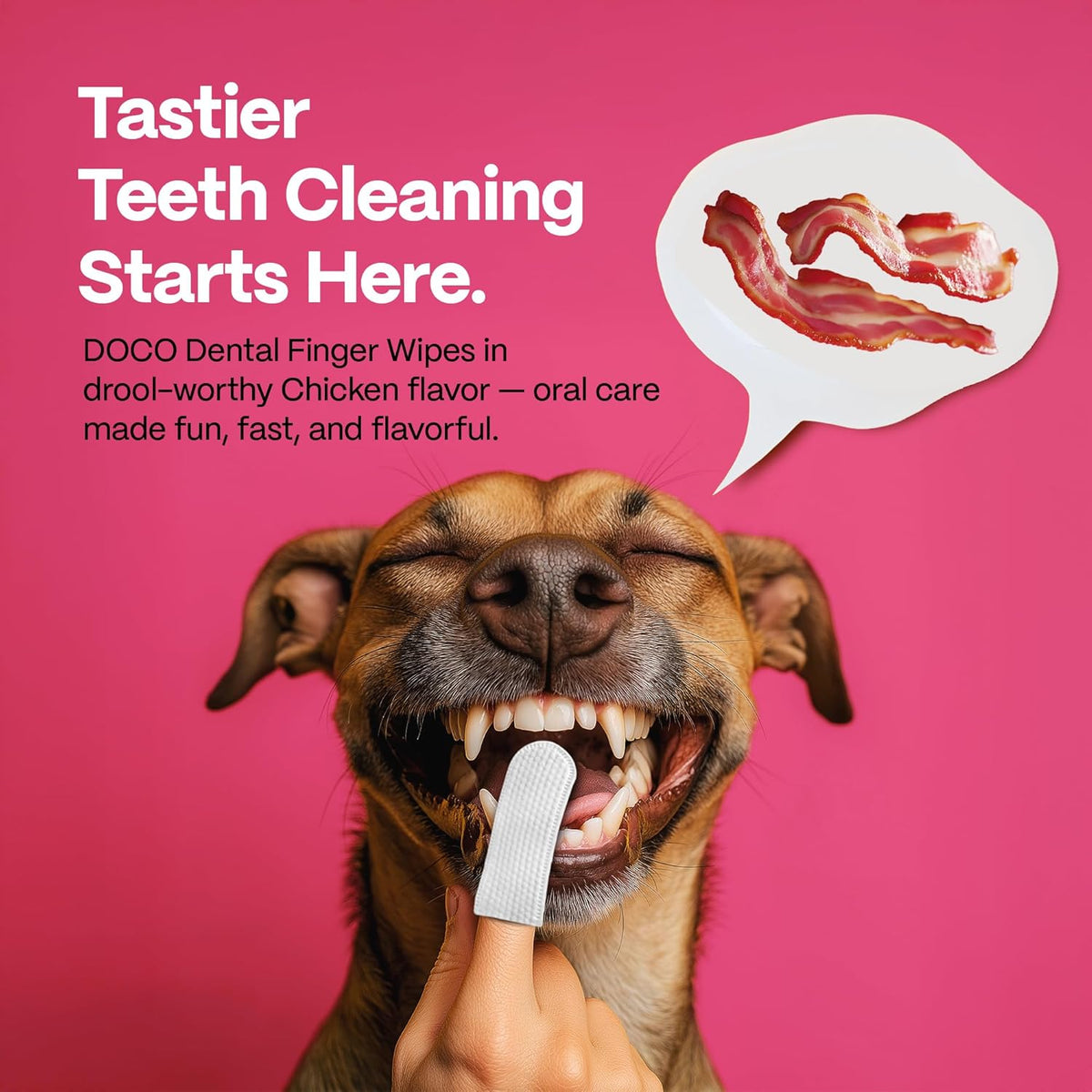 DOCO Dog Teeth Cleaning Wipes Dental Finger Wipes for Cats & Dogs Remove Plaque & Tartar, Freshen