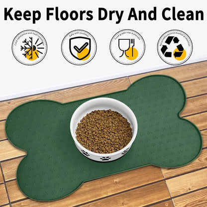 Dog Food Mat Anti-Slip Silicone Dog Bowl Mat Thicker Pet Placemat Waterproof Cat Feeder Pad with