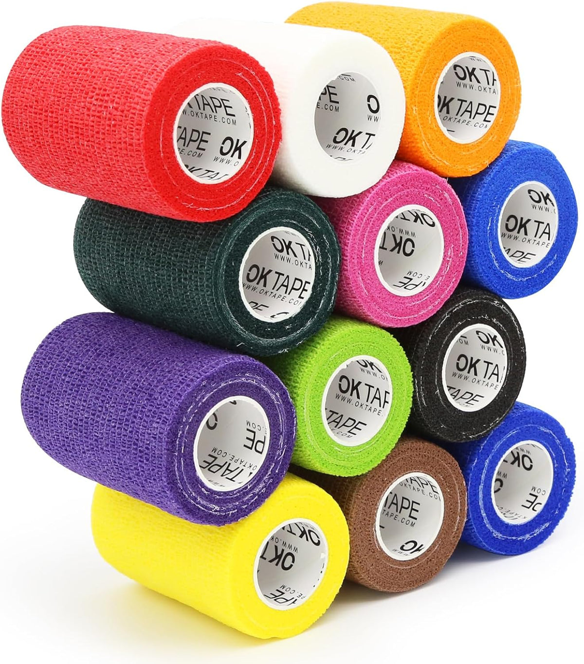 OK TAPE Self Adherent Cohesive Bandages Wrap - 12Packs, 3" x 5 Yards, Non-Woven Self Adhesive
