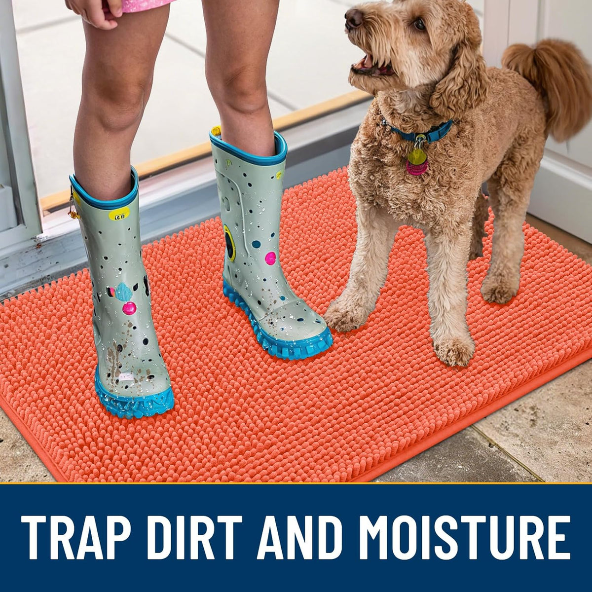 Smiry Dog Door Mat for Muddy Paws 30x20, Absorbs Moisture and Dirt Doormat, Non-Slip Washable Quick