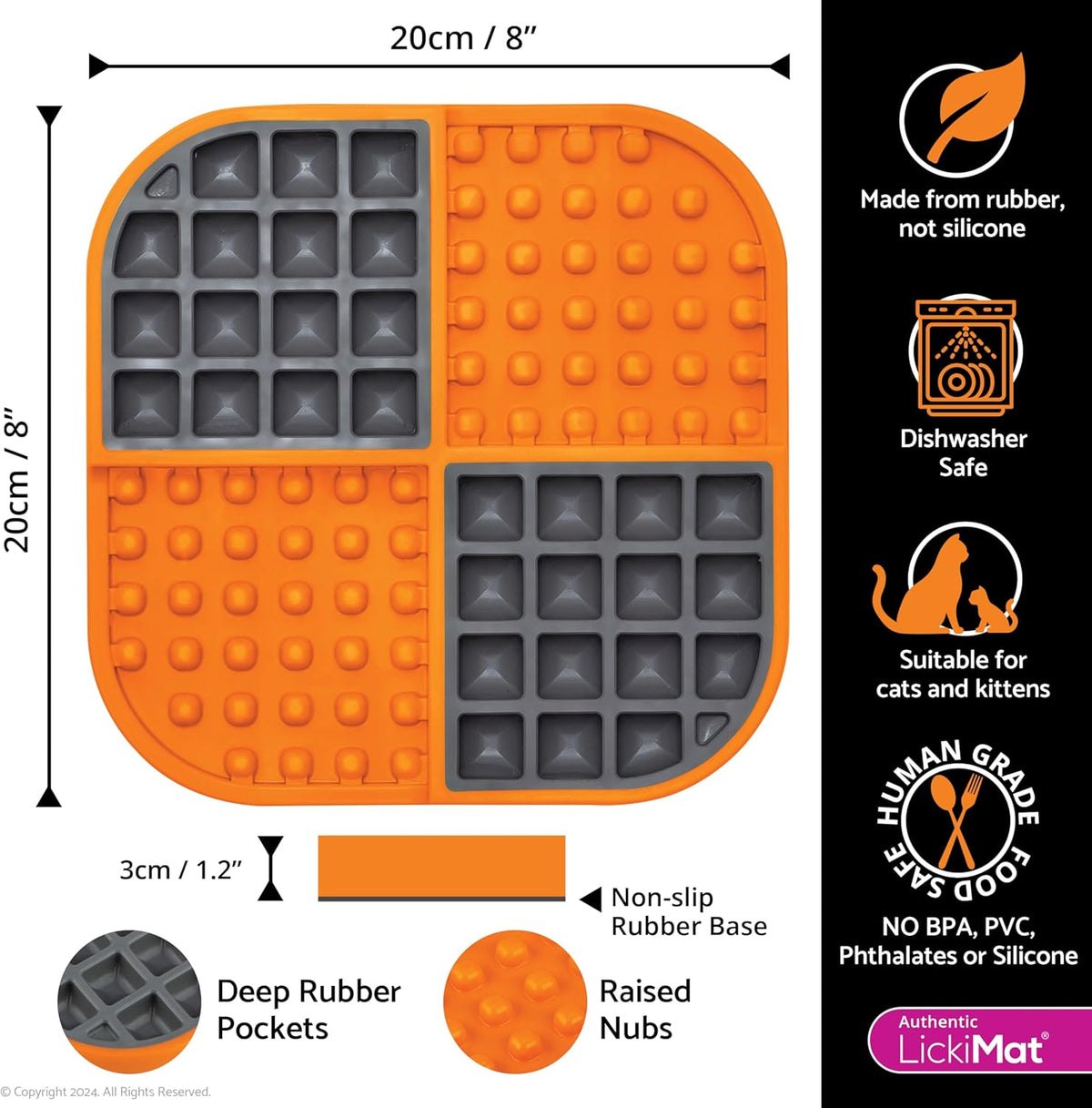 LickiMat Slomo, Cat Slow Feeder Lick Mat, Boredom Anxiety Reducer; Perfect for Food, Treats