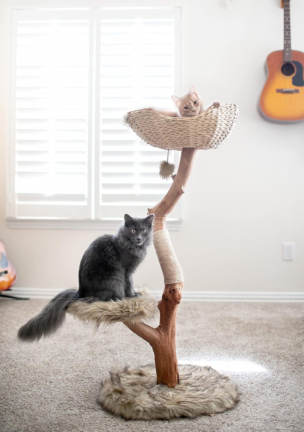Wooden Cat Tree Tower, Modern Single Branch Cat Condo, Wood Cat Tree, Cat Climbing, Furniture for