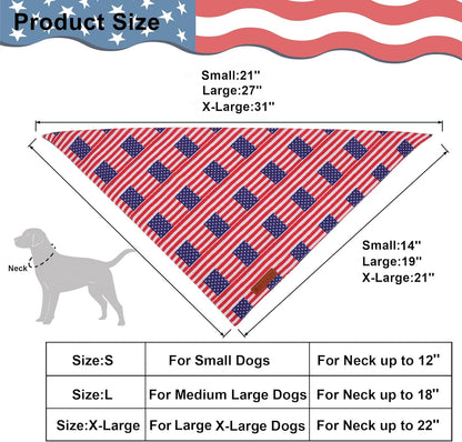 ADOGGYGO American Flag Dog Bandanas, Red Blue Patriotic Eagles USA Flag Scarf, Multi Size, 4th of