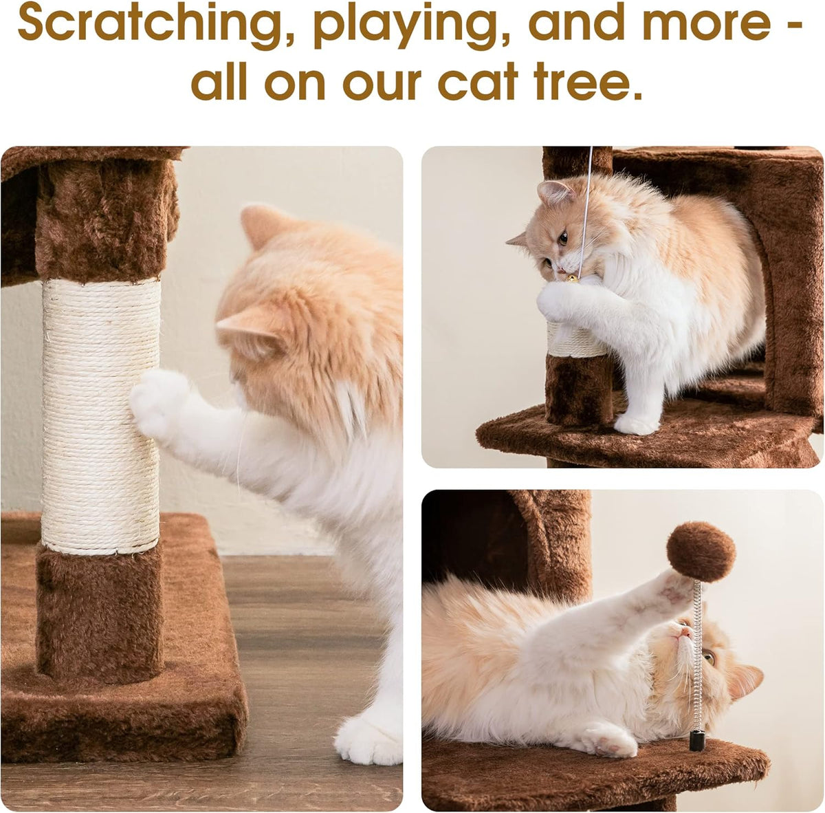 MWPO 70.1-Inch Large Cat Tree, Multi-Level Tall Cat Tower for Indoor Cats, Plush Cat Condo with Big