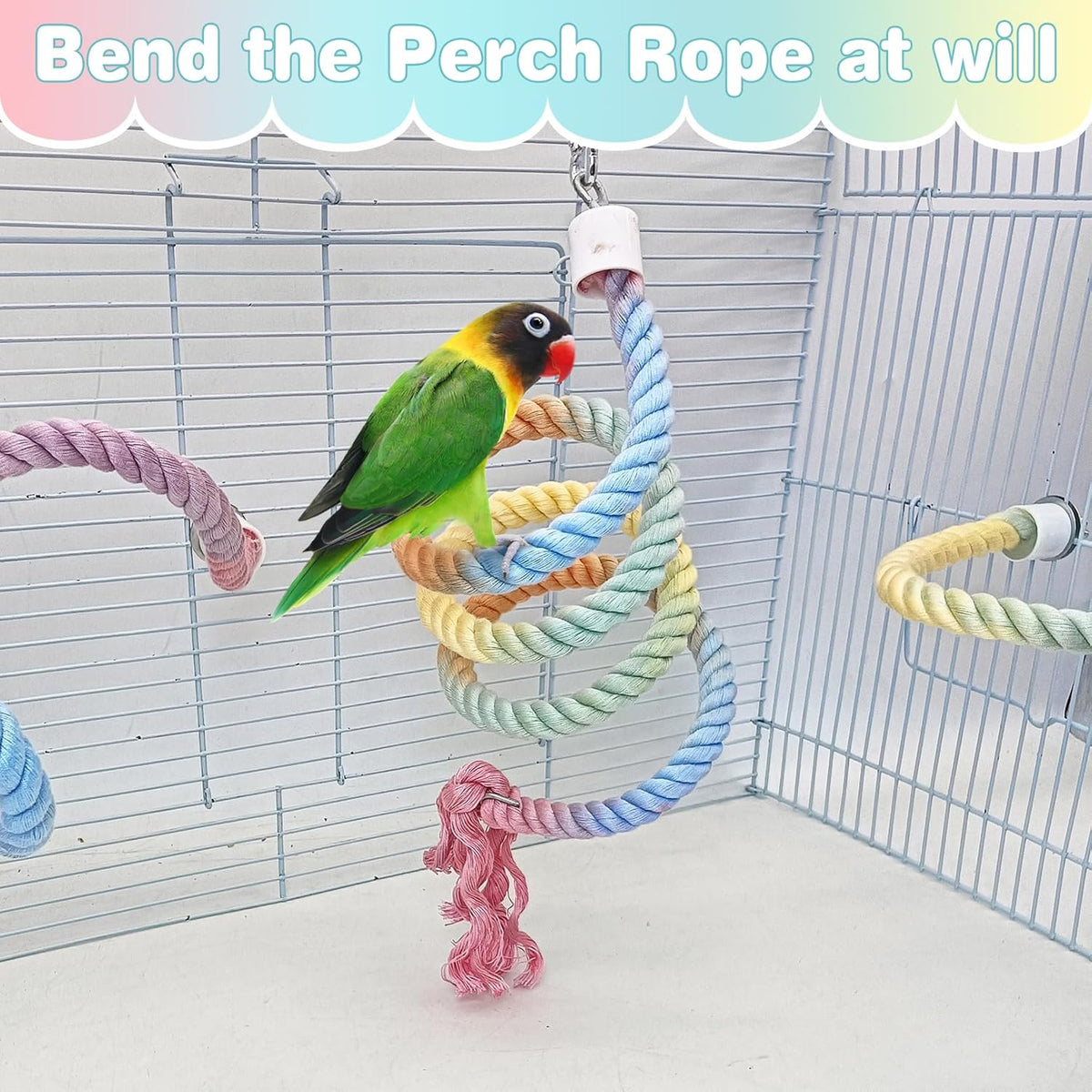 BNOSDM 3 Pcs Bird Rope Perches Gradient Colorful Bendable Climbing Rope Ladders Swings Toy Parakeet