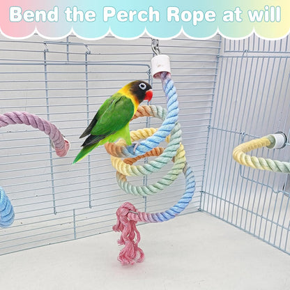 BNOSDM 3 Pcs Bird Rope Perches Gradient Colorful Bendable Climbing Rope Ladders Swings Toy Parakeet