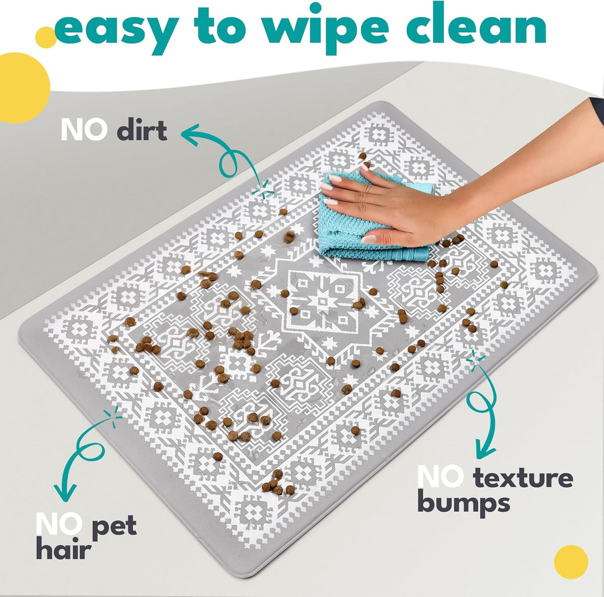 NALALAS Large Dog Mat for Food and Water, Cat Feeding Mat | Large Waterproof Dog Bowl Mat |