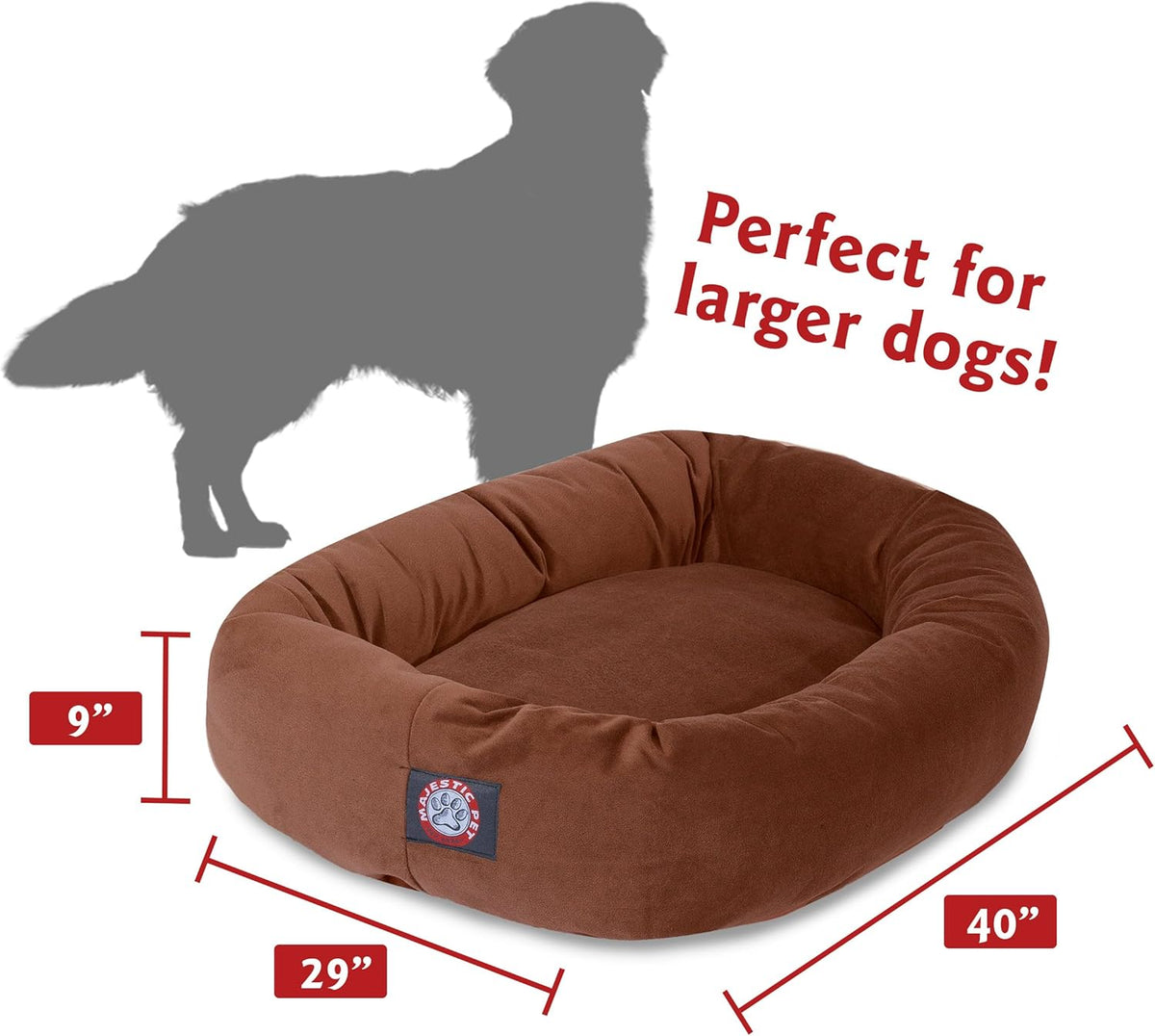 Majestic Pet 40 Inch Suede Calming Dog Bed Washable 40x29x9 (Inch) – Cozy Soft Round Donut Dog Bed